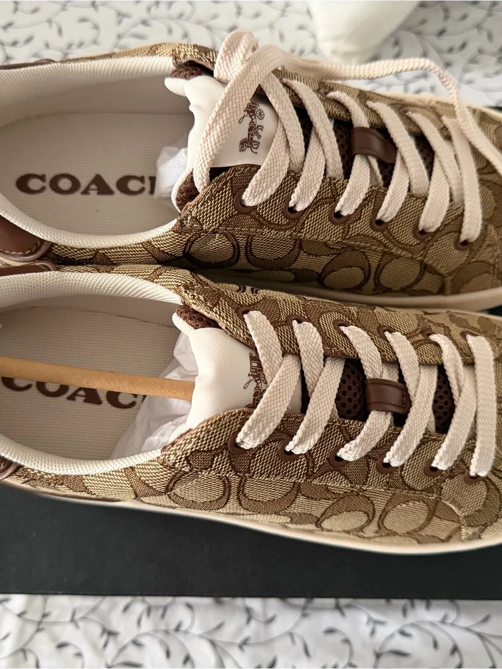 Coach Women's Signature Canvas Low-Top Sneakers in Brown and Cream - Picture 2 of 7